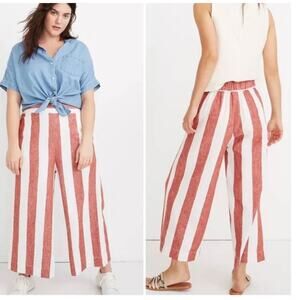 Madewell Huston Pull On Crop Wide Leg Linen Pants US Women's XS